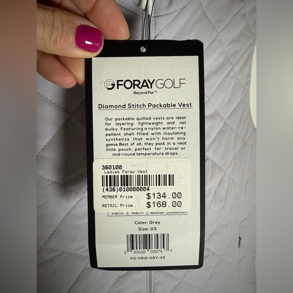 Foray Golf Diamond Stitch packable vest • NWT • Women’s XS - Picture 4 of 7